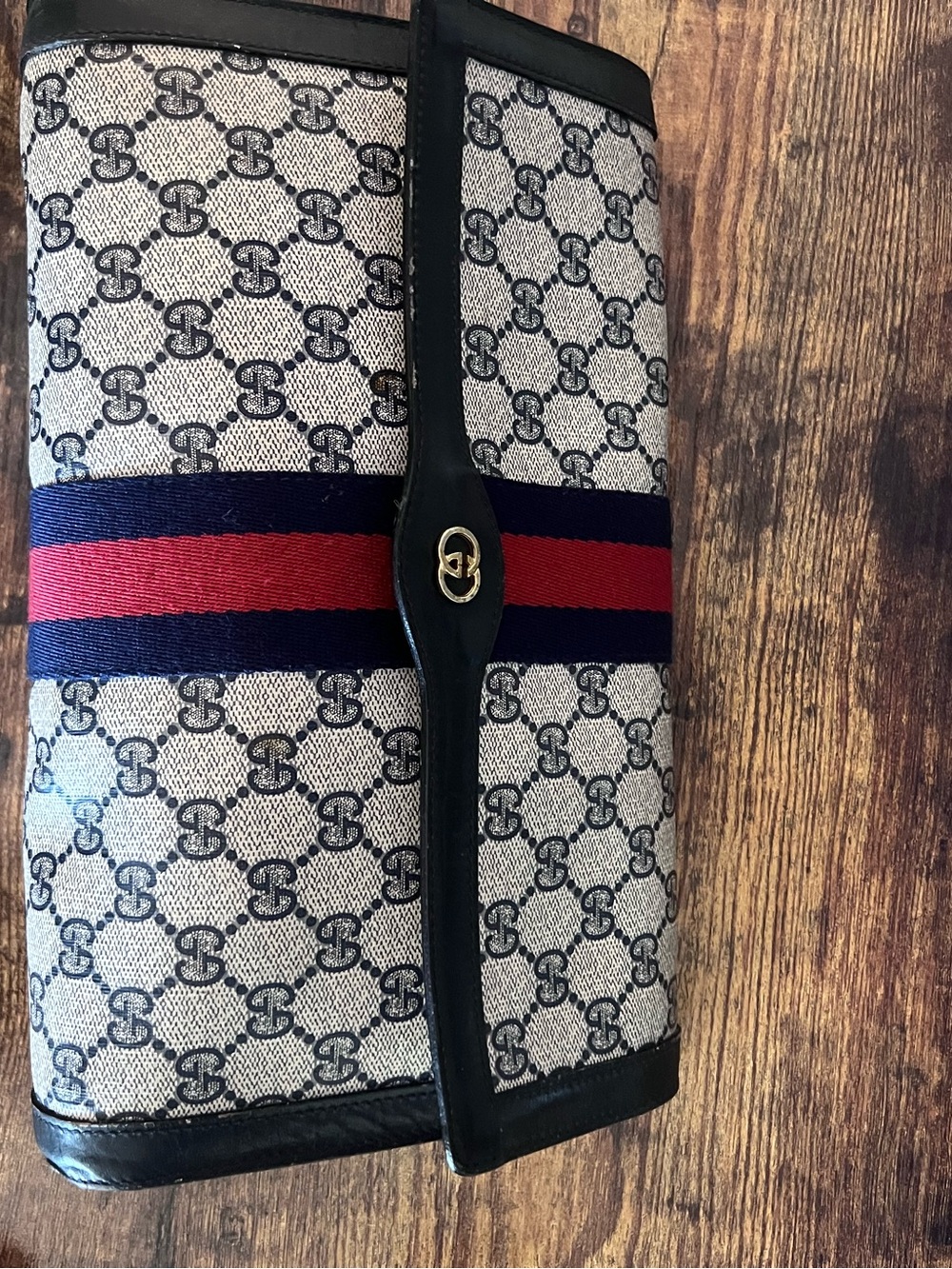 Vintage Gucci Parfums Beige and Black Monogram Clutch - Picture 11 of 16